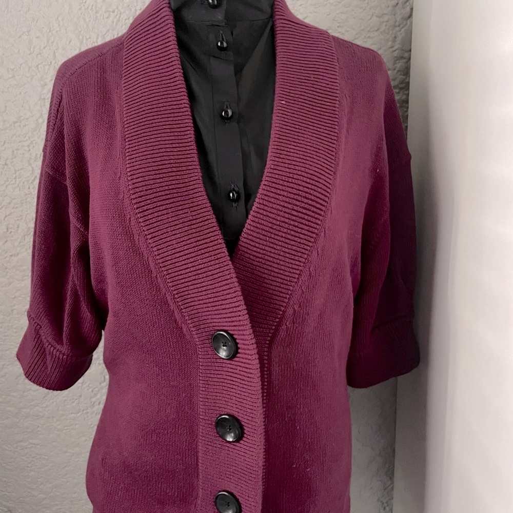 Burgundy Banana Republic Buttomdown Short Sleeve Sweater XL